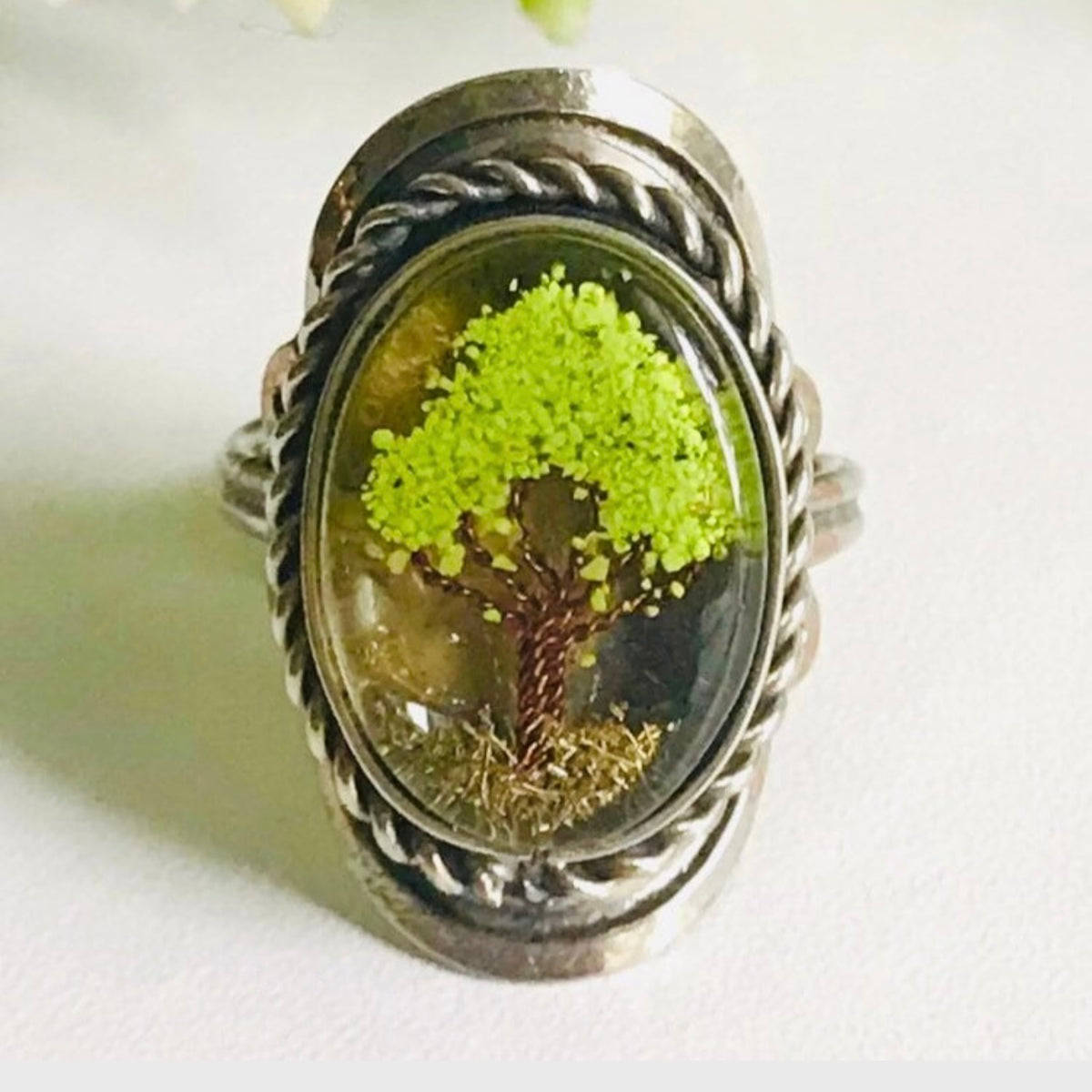 Peruvian Handmade Green Tree Ring